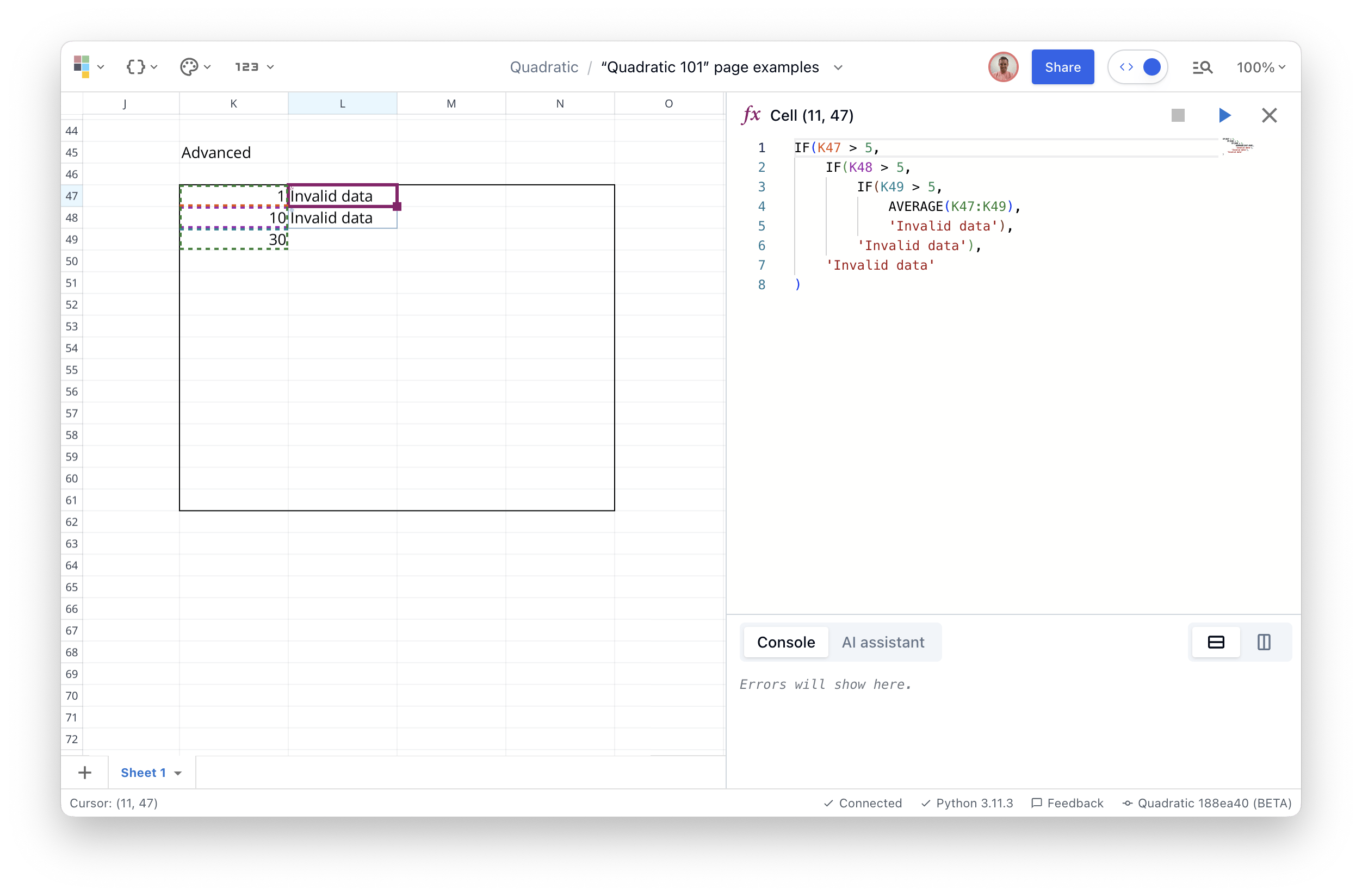 Screenshot of Quadratic